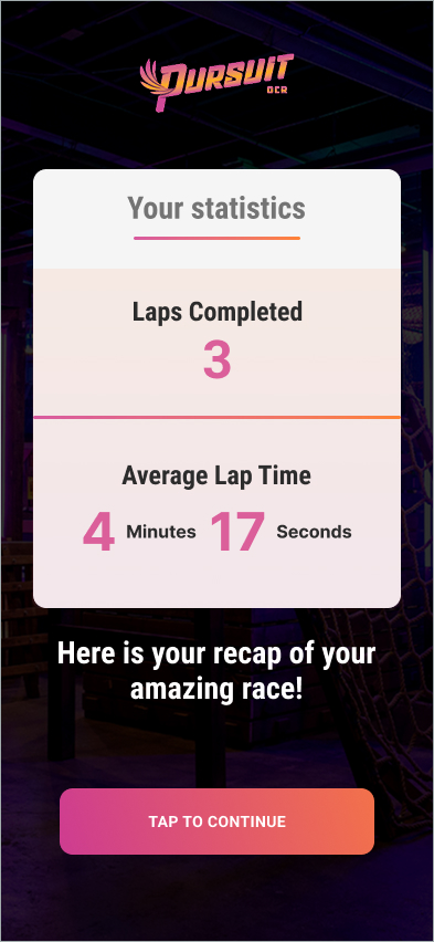 Race results showing laps completed and average lap time